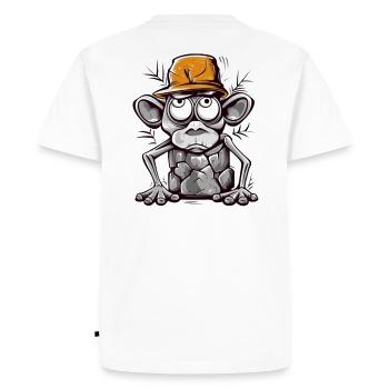 singe humoristique avec illustration de casquette - T-shirt Premium bio Homme - blanc - Dos - Nico (187cm)