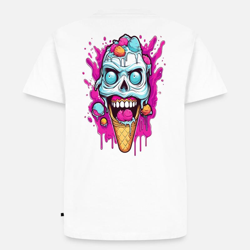Skull Eiscreme Design - Männer Premium Bio T-Shirt - Weiß