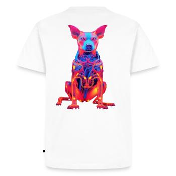Chien néon avec design technique - T-shirt Premium bio Homme - blanc - Dos - Nico (187cm)