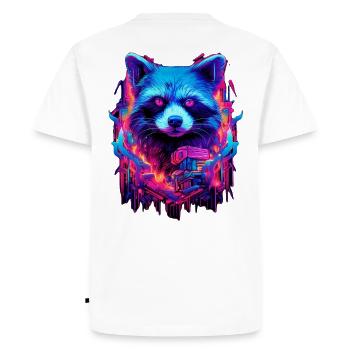 Illustration de raton laveur futuriste au néon - T-shirt Premium bio Homme - blanc - Dos - Nico (187cm)