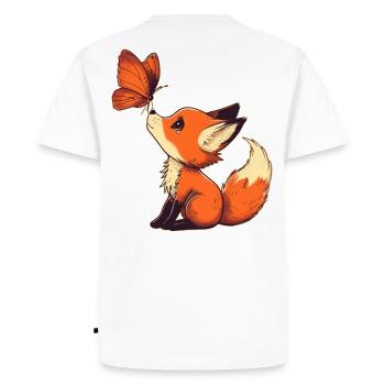 Fox with butterfly - Men's Premium Organic T-Shirt - white - Back - Nico (187cm)