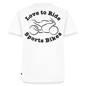 Les motards aiment faire des motos de sport - T-shirt Premium bio Homme - blanc - Dos - Nico (187cm)