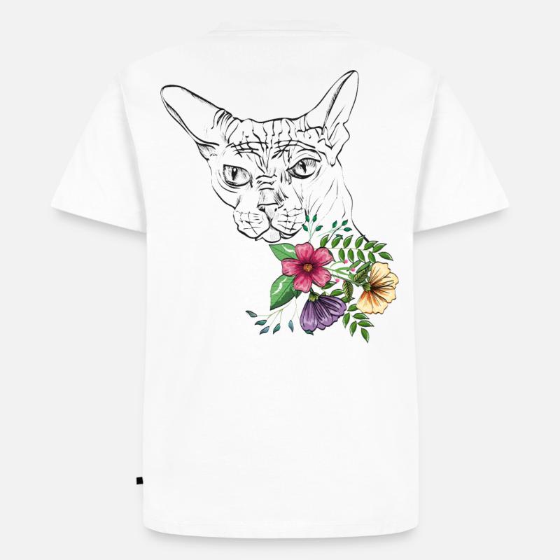 Katze mit Blumen - Männer Premium Bio T-Shirt - Weiß