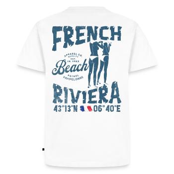 Design plage Riviera française ambiance estivale - T-shirt Premium bio Homme - blanc - Dos - Nico (187cm)