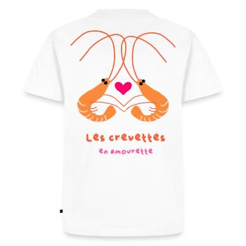 Les crevettes en amourette - T-shirt Premium bio Homme - blanc - Dos - Nico (187cm)