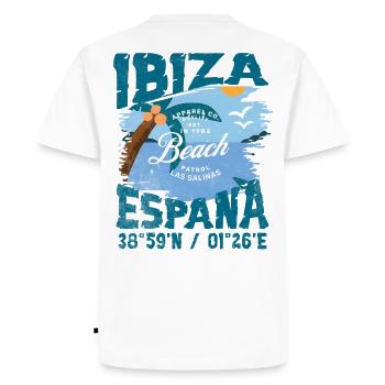 Vintage Design Beach Ibiza Spain - Men's Premium Organic T-Shirt - white - Back - Nico (187cm)