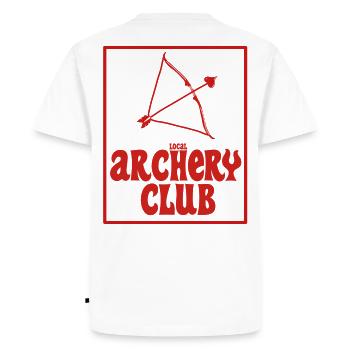 Club d'archerie local édition rouge - T-shirt Premium bio Homme - blanc - Dos - Nico (187cm)
