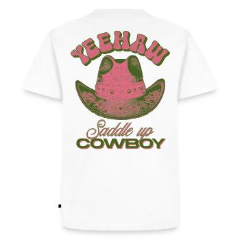 Yeehaw Saddle Up Chapeau de cow-boy - T-shirt Premium bio Homme - blanc - Dos - Nico (187cm)
