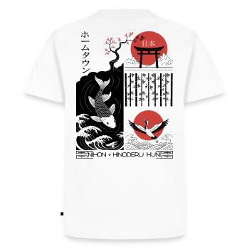 Grue, Koi - Japon - T-shirt Premium bio Homme - blanc - Dos - Nico (187cm)