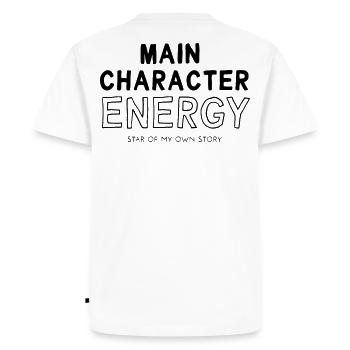 main character energy - Men's Premium Organic T-Shirt - white - Back - Nico (187cm)