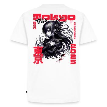 Dark Gothic Anime Woman with Roses - Men's Premium Organic T-Shirt - white - Back - Nico (187cm)