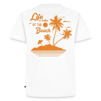 Sunset on Palm Beach - Men's Premium Organic T-Shirt - white - Back - Nico (187cm)