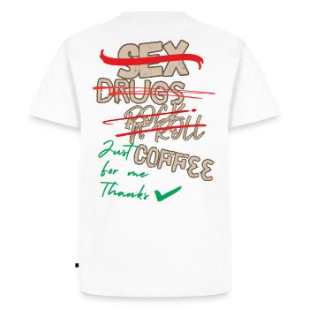 Just coffe for Me - Men's Premium Organic T-Shirt - white - Back - Nico (187cm)