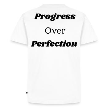 Progress Over Perfection l LateNightGrind - Men's Premium Organic T-Shirt - white - Back - Nico (187cm)