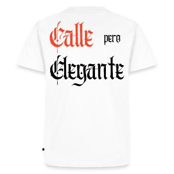 Calle Pero Elegante - T-shirt Premium bio Homme - blanc - Dos - Nico (187cm)