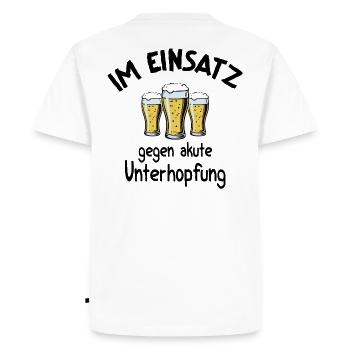 Beer slogan In action against acute underhopping - Men's Premium Organic T-Shirt - white - Back - Nico (187cm)