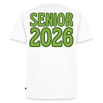 Senior 2026 Green Retro Text Art - Men's Premium Organic T-Shirt - white - Back - Nico (187cm)