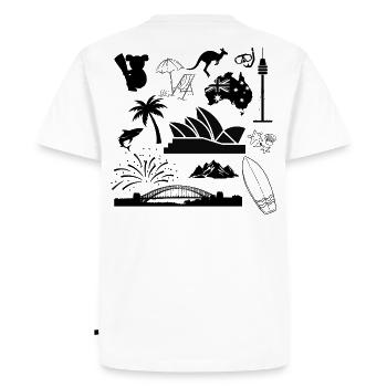 Sydney en symboles - T-shirt Premium bio Homme - blanc - Dos - Nico (187cm)