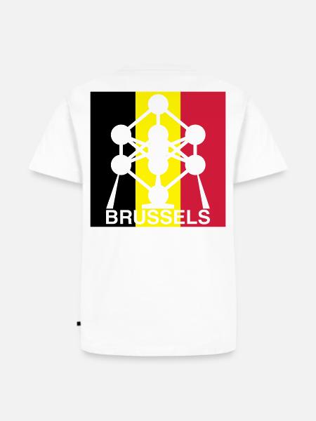 Brussels Atomium – Belgian Flag Square Icon - Men's Premium Organic T-Shirt - white