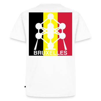 Atomium Bruxelles – Motif du Carré du Drapeau Belge - T-shirt Premium bio Homme - blanc - Dos - Nico (187cm)