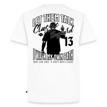 Motards – Let Them Talk – Biker Design - T-shirt Premium bio Homme - blanc - Dos - Nico (187cm)