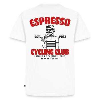 Espresso Cycling Club - Men's Premium Organic T-Shirt - white - Back - Nico (187cm)