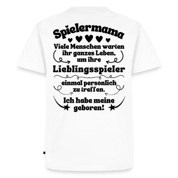 Maman du joueur Maman du football Maman du handball - T-shirt Premium bio Homme - blanc - Dos - Nico (187cm)