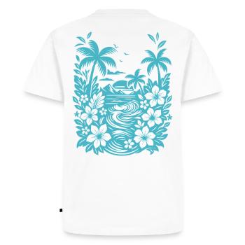 Beach Tropical Lagoon Silhouette - Men's Premium Organic T-Shirt - white - Back - Nico (187cm)