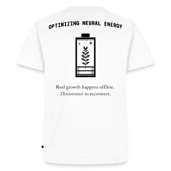 Neural Energy Backprint – Minimalist Aesthetic - Men's Premium Organic T-Shirt - white - Back - Nico (187cm)