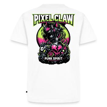 Pixel Claw Punk Spirit for Neon Streetwear - Men's Premium Organic T-Shirt - white - Back - Nico (187cm)