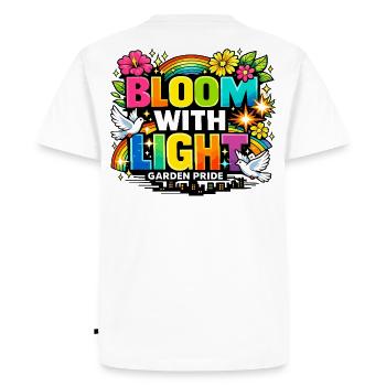 Déclaration florale de fierté de jardin Bloom With Light - T-shirt Premium bio Homme - blanc - Dos - Nico (187cm)