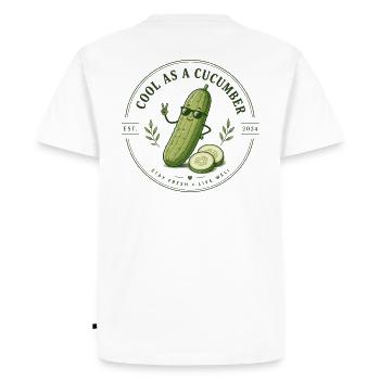 Cool as Cucumber Logo Sticker - Men's Premium Organic T-Shirt - white - Back - Nico (187cm)