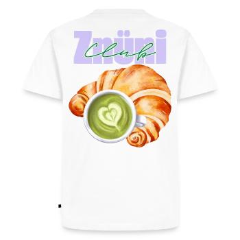 Znüni Club Matcha - Men's Premium Organic T-Shirt - white - Back - Nico (187cm)