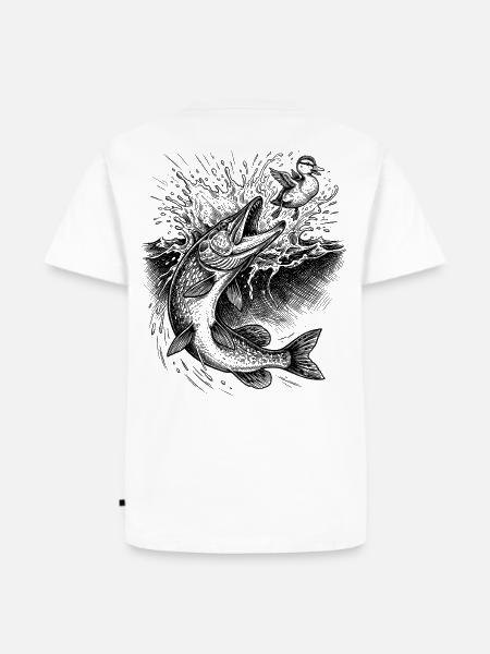 Hecht Oberflächenjagd | Classic Collection - Männer Premium Bio T-Shirt - Weiß