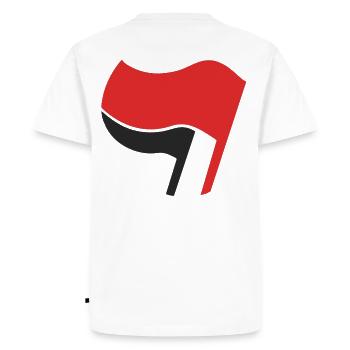 ROUGE NOIR ANTIFA DRAPEAU ANTIFEIXISTE pAIS FCKNZs - T-shirt Premium bio Homme - blanc - Dos - Nico (187cm)