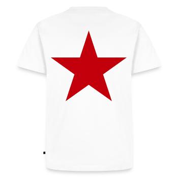 RED STAR RED ROCKER e.b. BACK PRESSURE - Men's Premium Organic T-Shirt - white - Back - Nico (187cm)
