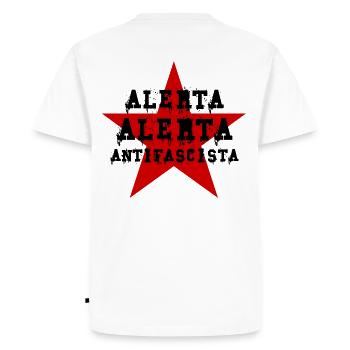 MostLY BACKPRINT BACK PRINT ALERTA ANTIFA - Men's Premium Organic T-Shirt - white - Back - Nico (187cm)