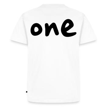 one 1 anniversaire 1 anniversaire nombre de cadeau - T-shirt Premium bio Homme - blanc - Dos - Nico (187cm)