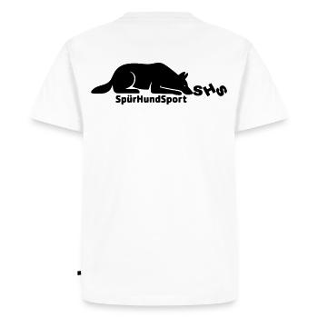 SHS logo black - Men's Premium Organic T-Shirt - white - Back - Nico (187cm)