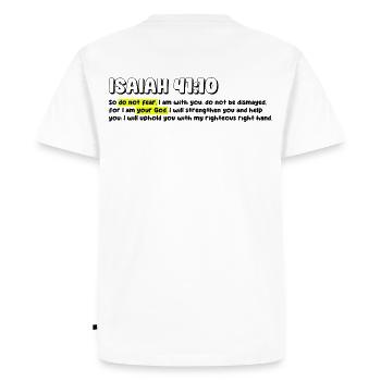 T-shirt de motivation de la foi chrétienne - T-shirt Premium bio Homme - blanc - Dos - Nico (187cm)