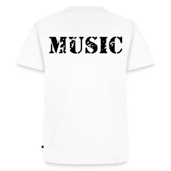 music as a stamp print design - Men's Premium Organic T-Shirt - white - Back - Nico (187cm)