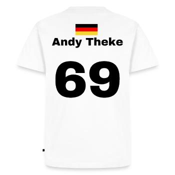 Andy Theke Trikot - Männer Premium Bio T-Shirt - Weiß - Hinten - Nico (187cm)