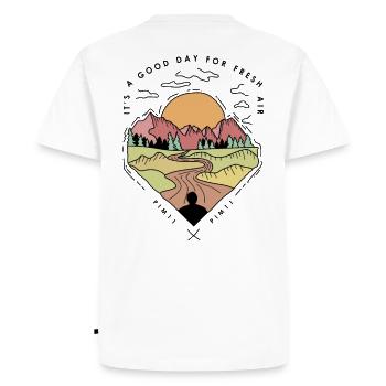 Mountains - fresh air - Men's Premium Organic T-Shirt - white - Back - Nico (187cm)