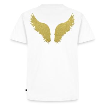 ailes,ailes d’ange,ailes,anges,anges gardiens,or - T-shirt Premium bio Homme - blanc - Dos - Nico (187cm)