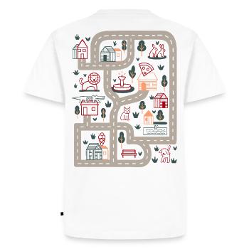 Sentier Carte Village Coloré Monde - T-shirt Premium bio Homme - blanc - Dos - Nico (187cm)