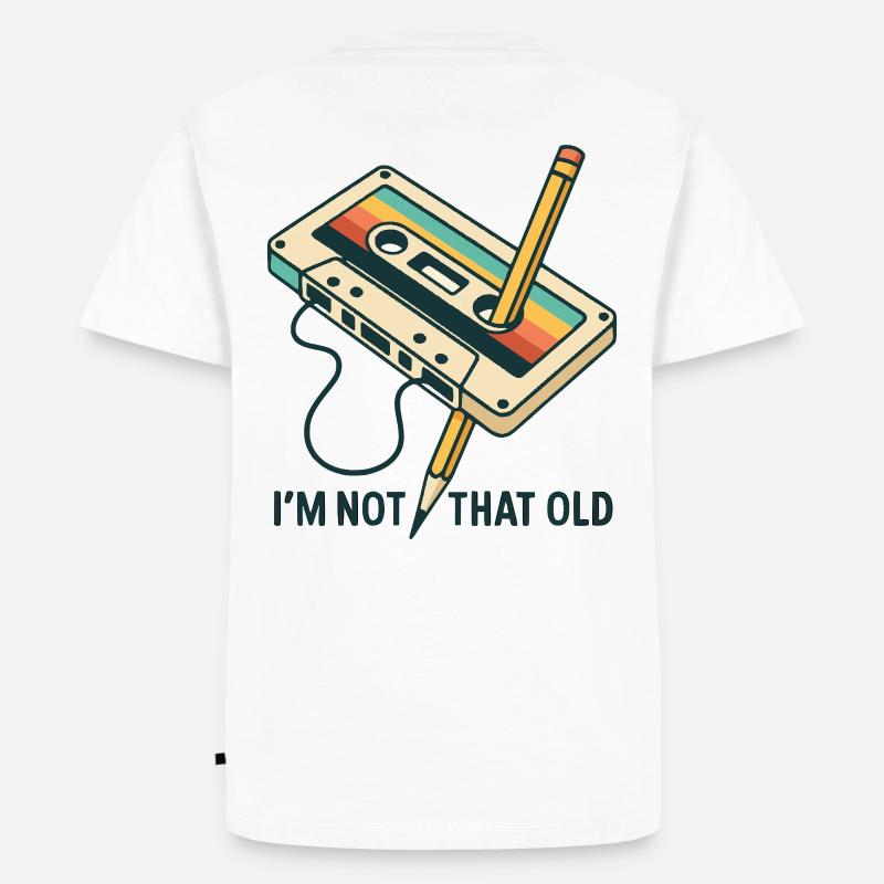 Retro Kassette mit Bleistift - Männer Premium Bio T-Shirt - Weiß