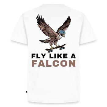 Fly like a Falcon Skater Streetwear Outfit - Men's Premium Organic T-Shirt - white - Back - Nico (187cm)