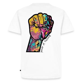 Le pouvoir de la culture - Graffiti à la main - T-shirt Premium bio Homme - blanc - Dos - Nico (187cm)