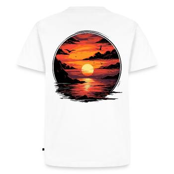 Plage, coucher de soleil, coucher de soleil, coucher de soleil - T-shirt Premium bio Homme - blanc - Dos - Nico (187cm)