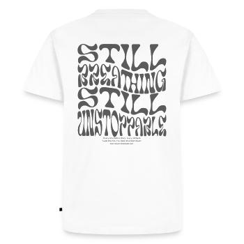 Toujours en respiration, toujours inarrêtable - T-shirt Premium bio Homme - blanc - Dos - Nico (187cm)
